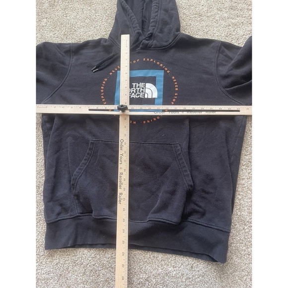 North Face Hoodie Men’s Medium Black Long Sleeve Graphic Logo Sweatshirt - Picture 2 of 7